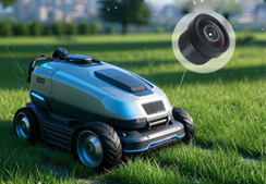 Objectif de caméra de voiture professionnel relié à un objectif de caméra de surveillance des mauvaises herbes